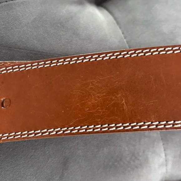 Vintage DKNY Genuine Leather Made in Italy Cognac Belt Sz Med - Picture 9 of 10